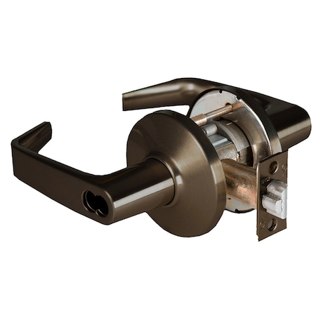 Grade 1 Institutional Cylindrical Lock, 15 Lever, D Rose, SFIC Less Core, Oil-Rubbed Bronze Finish,